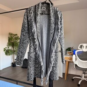 Nicole Miller Black and White Zigzag Cardigan